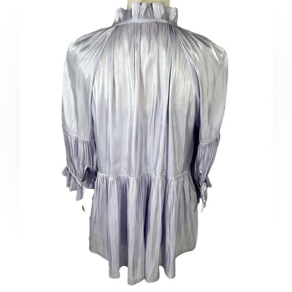 Cinq a Sept Lavender Purple Phyllis Bracelet Sleeve Gathered Pleated Blouse - Picture 8 of 16